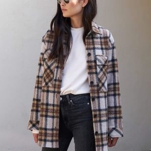 AYR The Big Mood Camel/Beige Plaid Shirt Jacket Small
